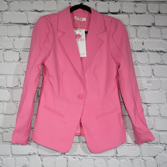 NWT - Women's Single Button Blazer - Pink - Picture 1 of 2